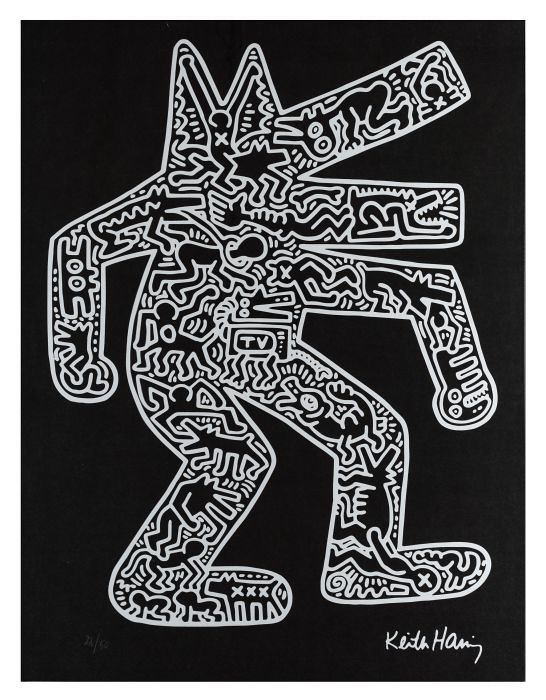 Ohne Titel

Farbgraphik auf festem Papier, 
Blattgröße ca. 75 x 57 cm, gerahmt 
drucksigniert: Keith Haring, mit Bleistift nummeriert: 28/50, herausgegeben von Mercury Fine Art (rückseitig gestempelt), aus Privatsammlung

Ausrufpreis: 150,-