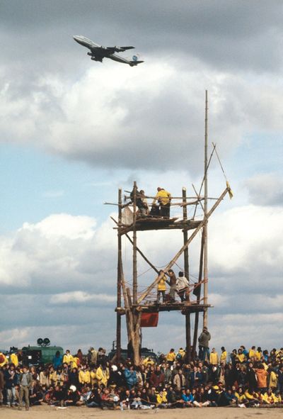 Protest gegen die geplante Startbahn West, Frankfurt, 1981